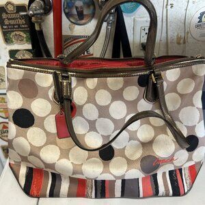 Coach Poppy Watercolor Dots Shopper Tote